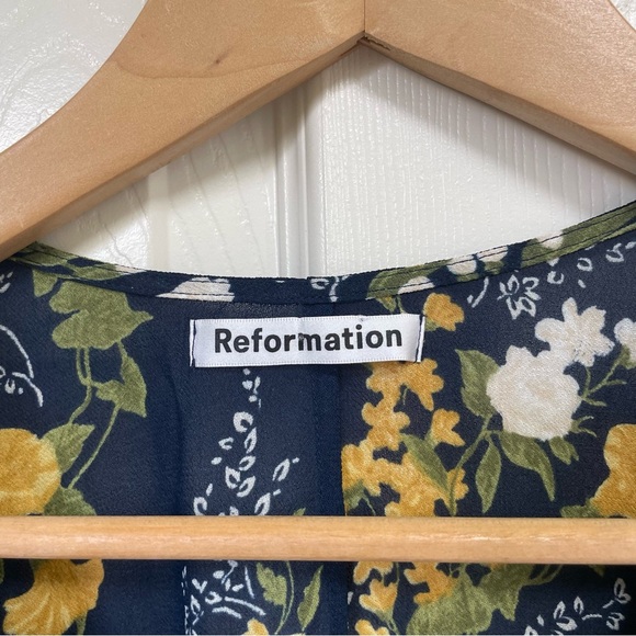 Reformation Navy Winslow Floral Kimono Maxi Wrap Dress L - Picture 5 of 11